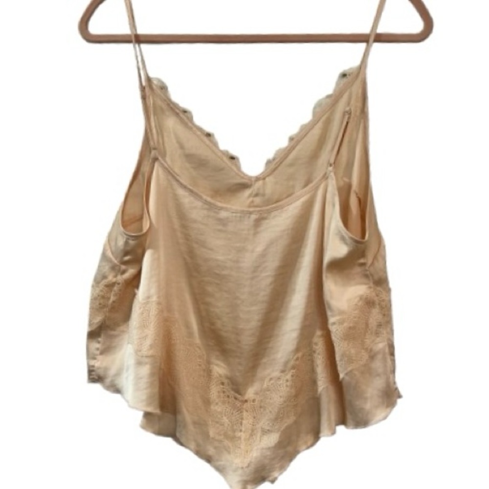 Intimately Free People Peach Blush Satin Lace Cami size L - Picture 2 of 6